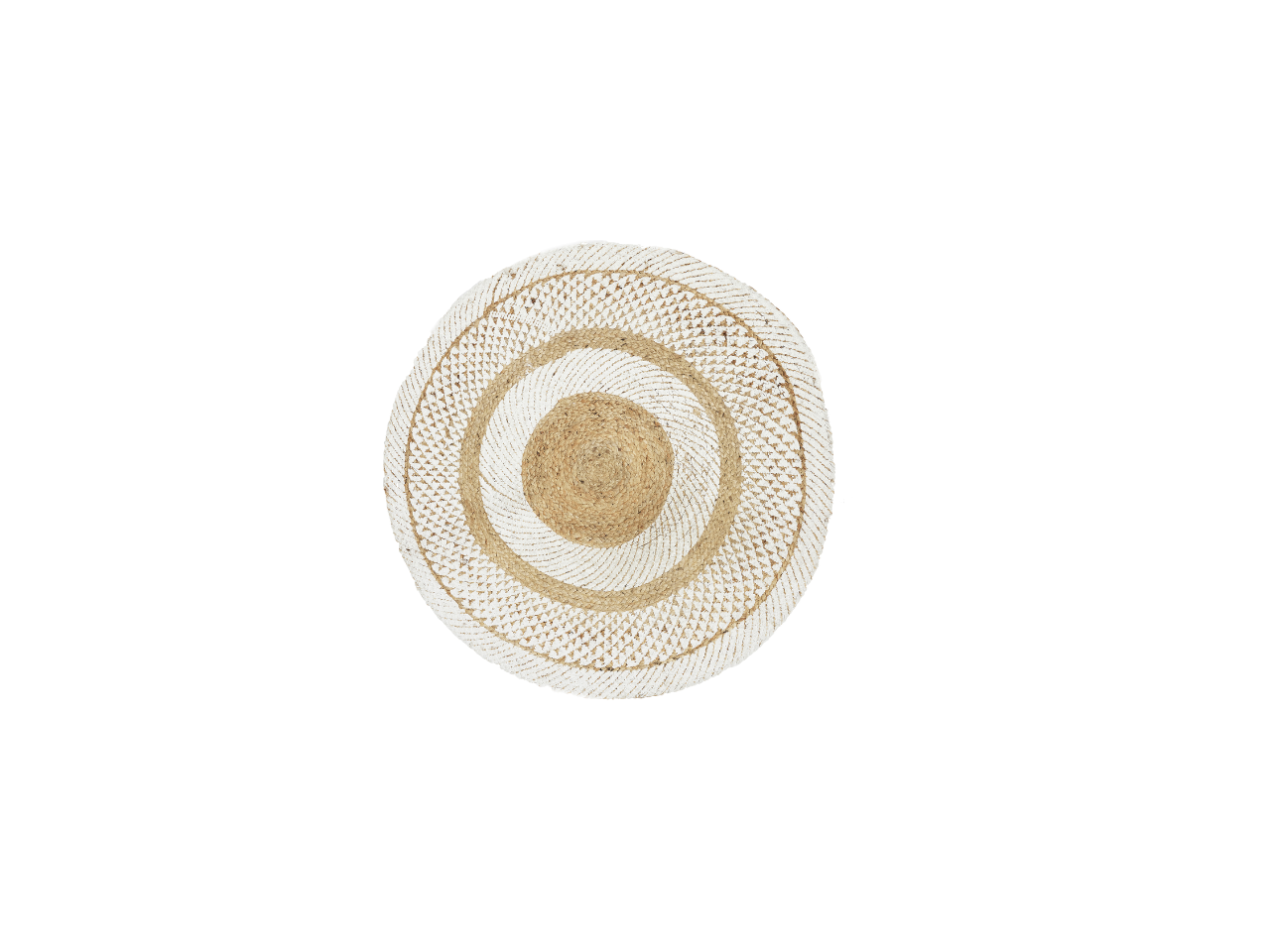 Round White Printed Jute Rug