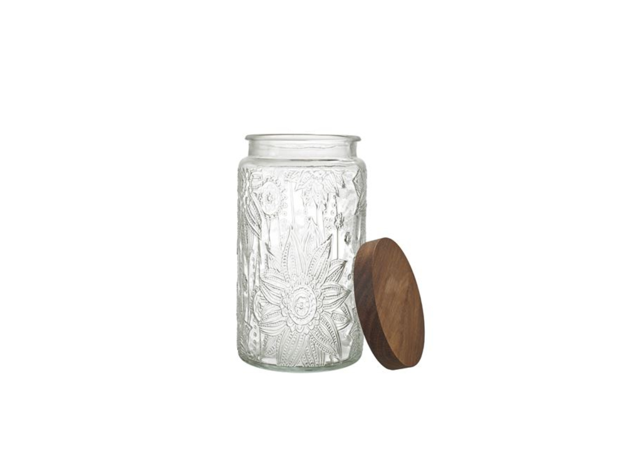 Embossed Jar with Acacia Lid