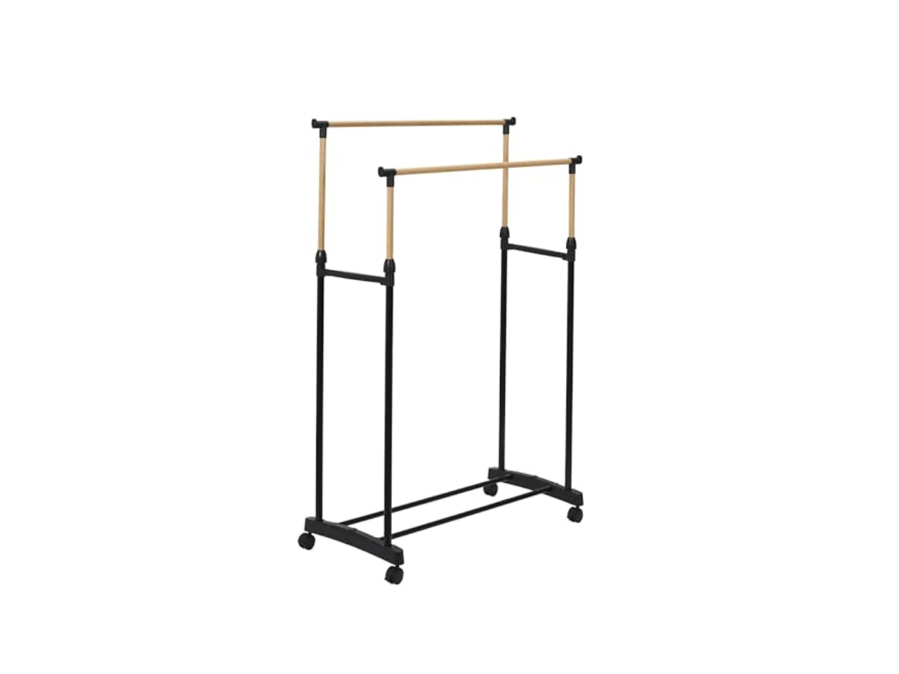 Wooden Coat Rack Double Effect With Wheels