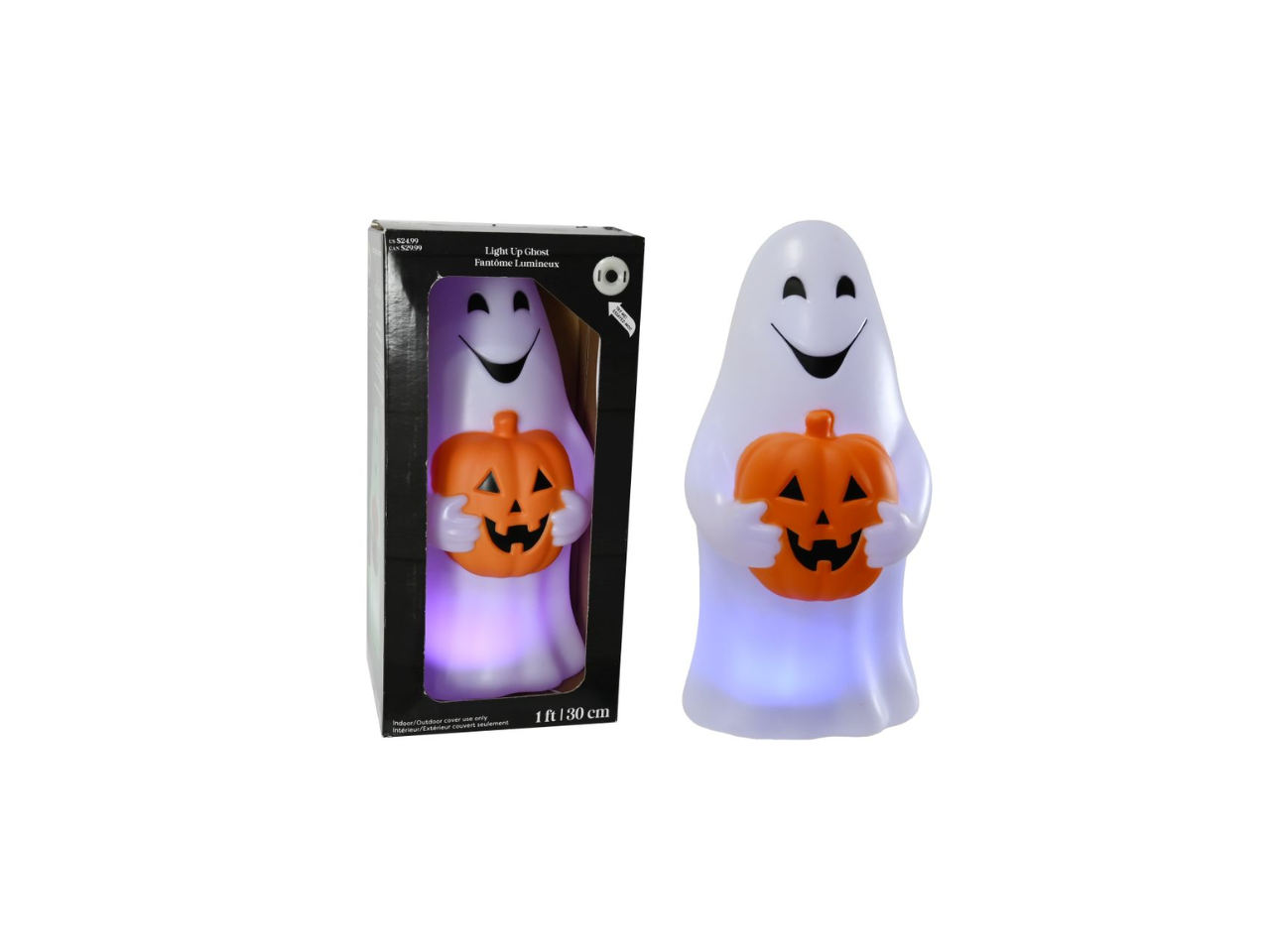 Light-Up Ghost with Pumpkin | 30cm
