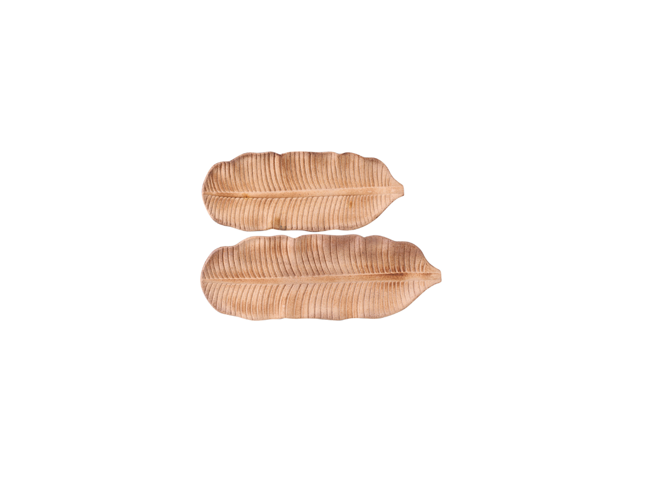 Wood Tray Leaf |  Set of 2