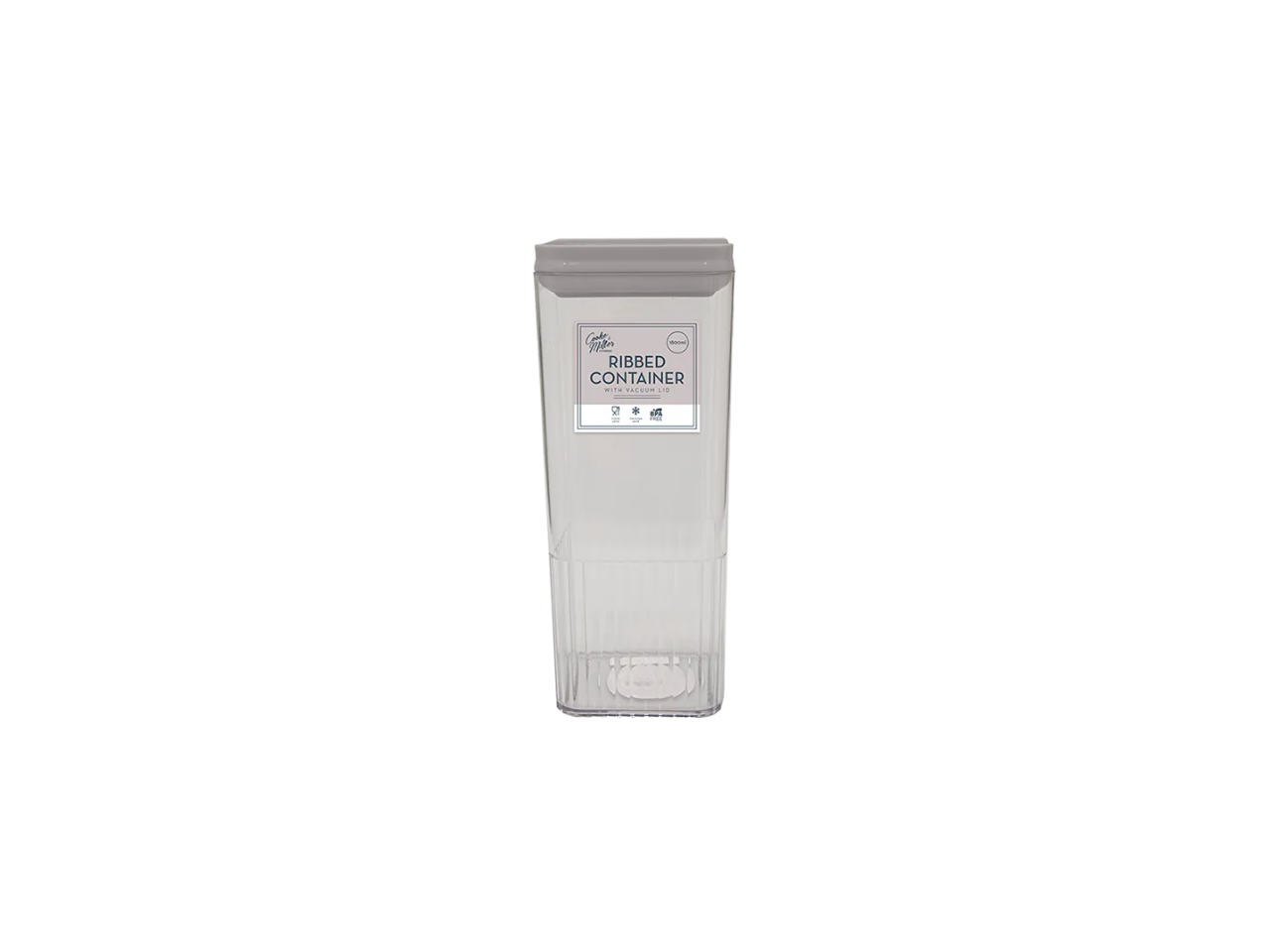 Natural Ribbed Container with Vacuum Lid | 1800ml