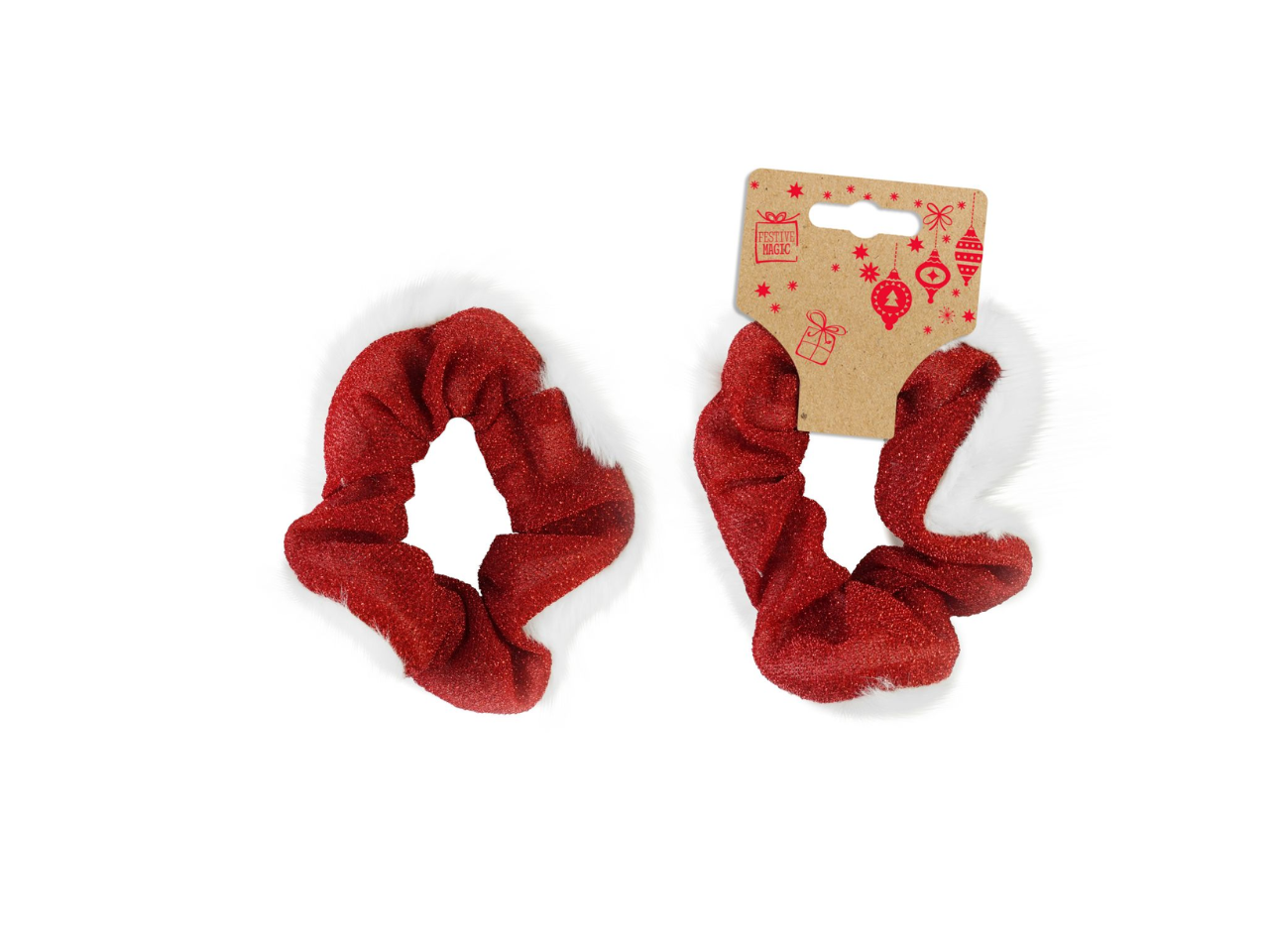 Metallic Hair Scrunchie Fur Trim