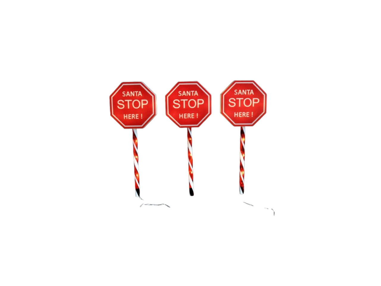 LED Santa Stop Sign Candy Path Lights | Box of 3 | 60CM