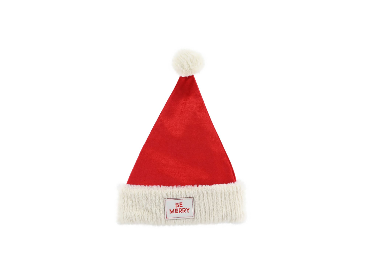Christmas Velvet Hat With Plush Trim