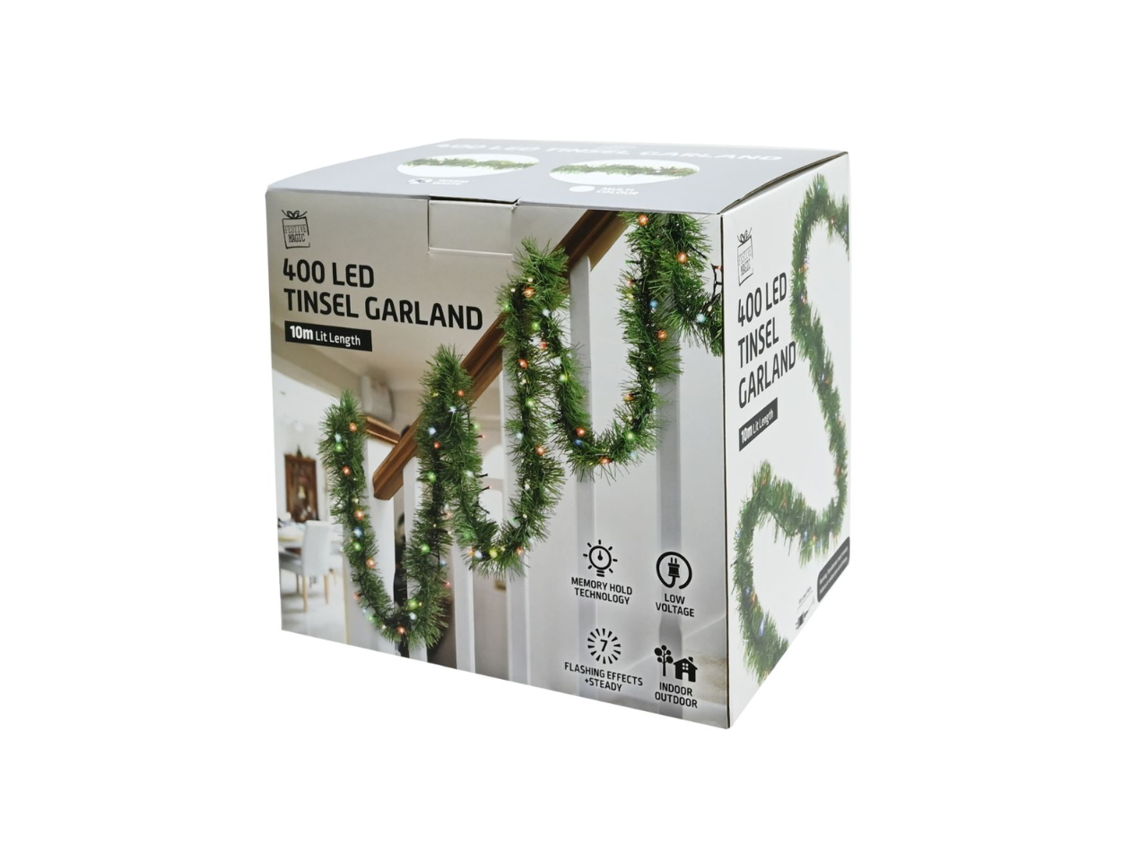 400 LED Tinsel Garland Multi Colour | 10M