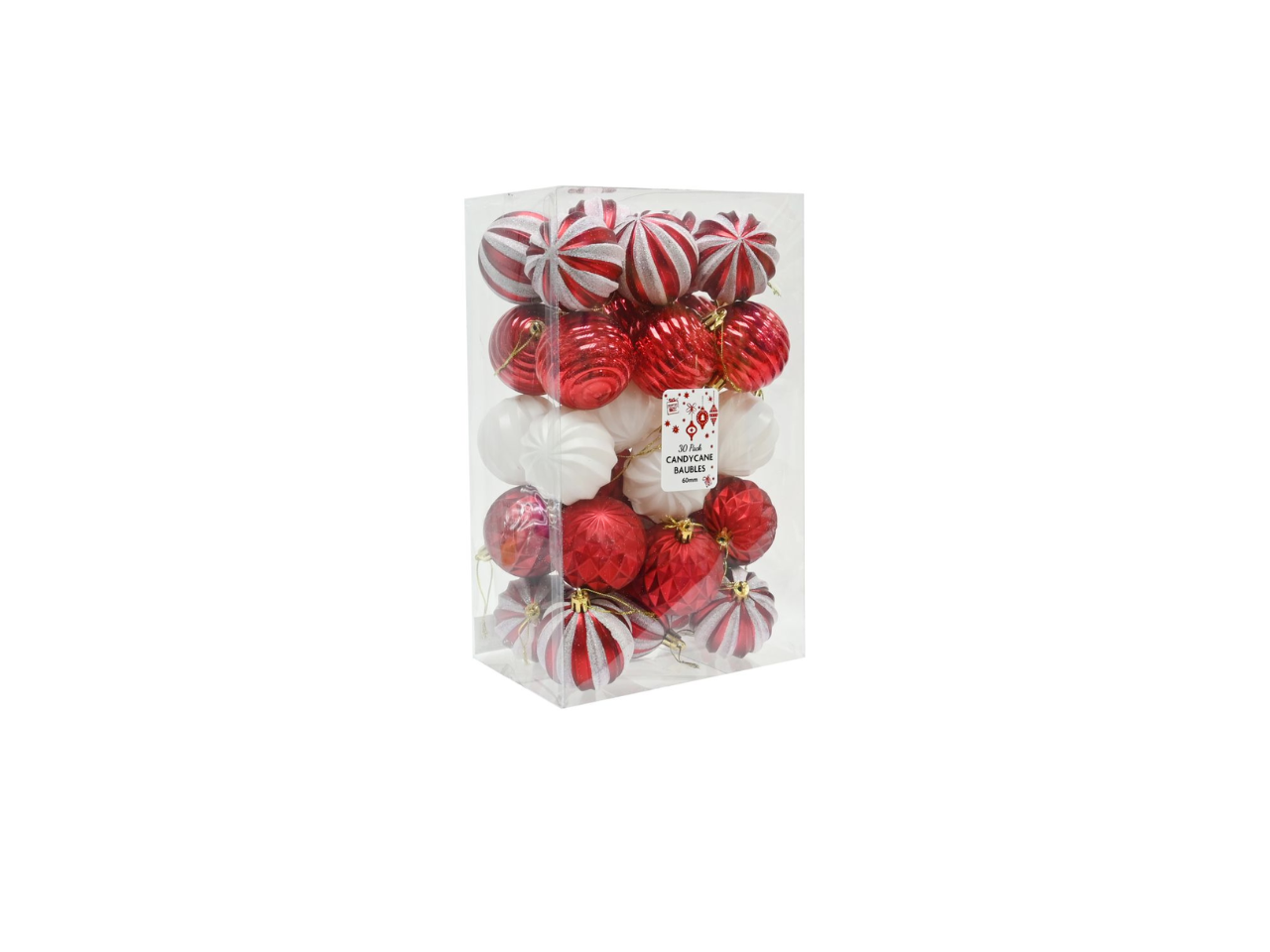 Candycane Baubles 60mm | 30 Pcs