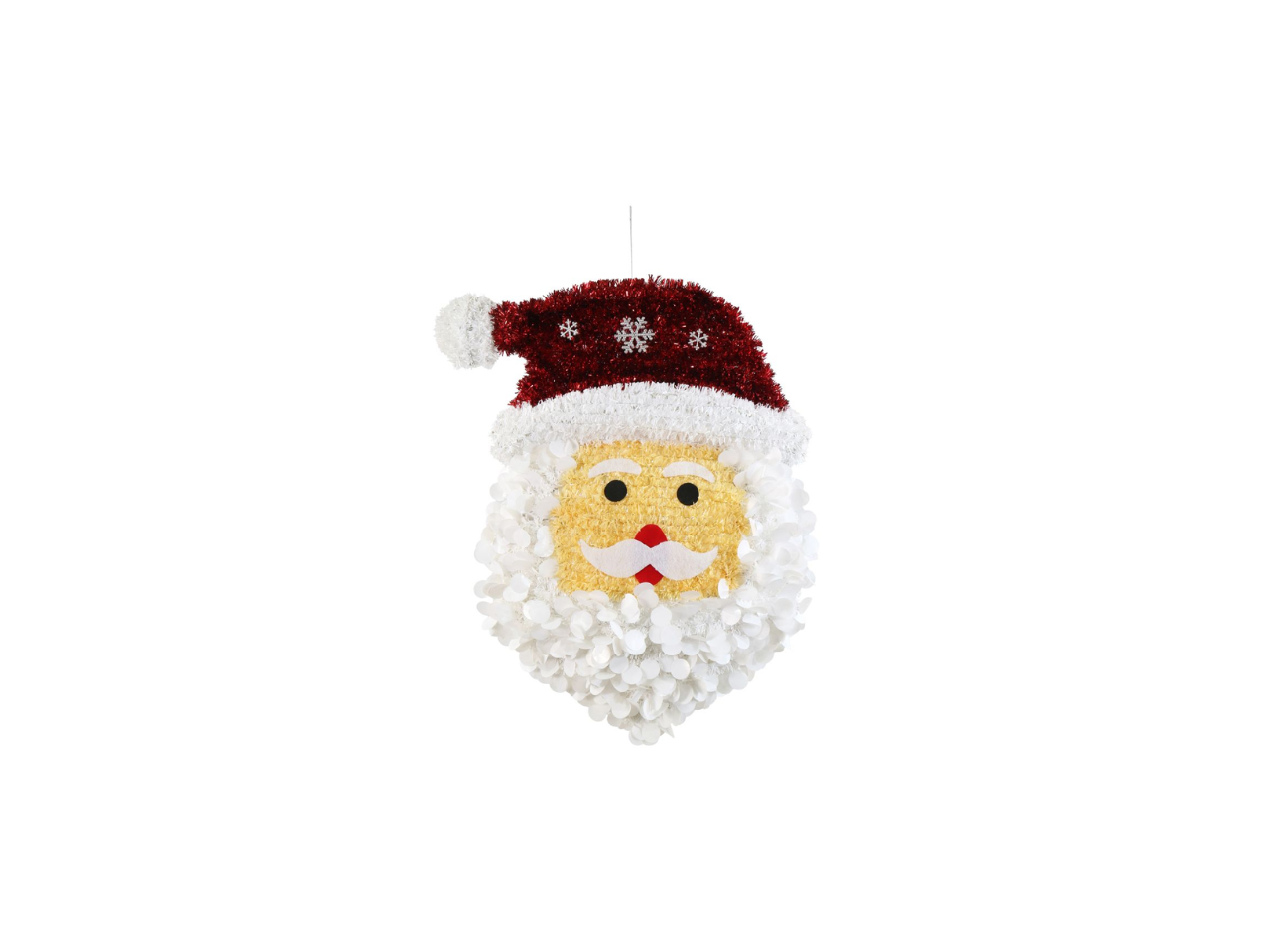 Hanging Tinsel Santa Face Plaque | 48 CM