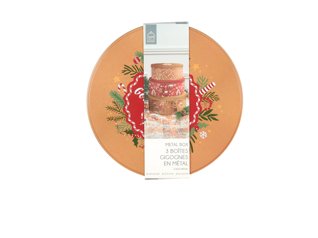 Metal Tins With Festive Christmas Design | Set of 3