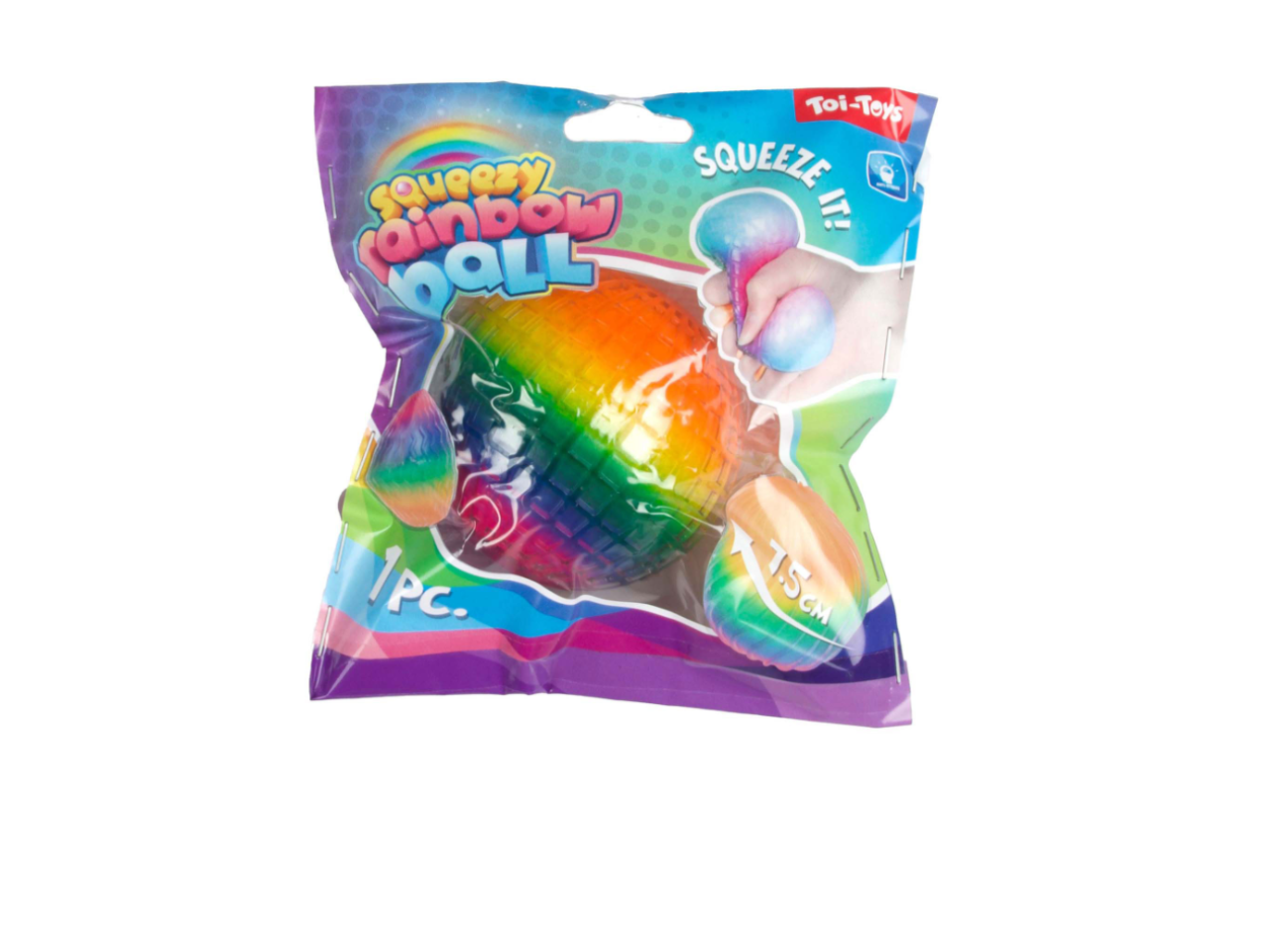 Fun Texture Squeeze Ball Rainbow Ribbed Foam |7CM