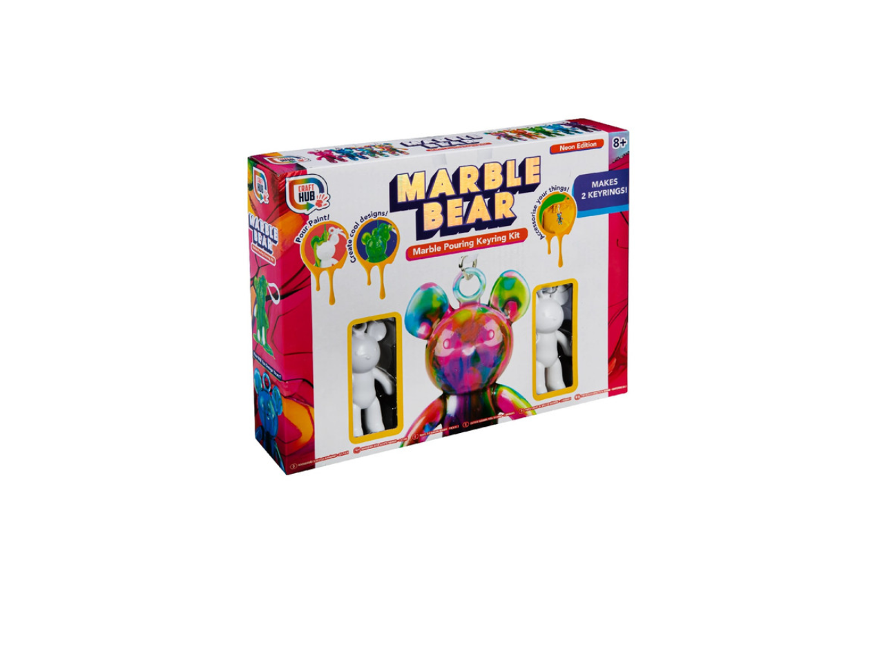 Paint Your Own Marble Bear Keyring Set