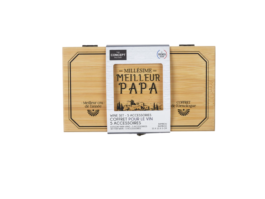 Bamboo Wine Box With 5 Accessories