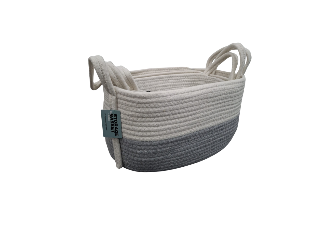 Storage Oval  Basket | White & Grey