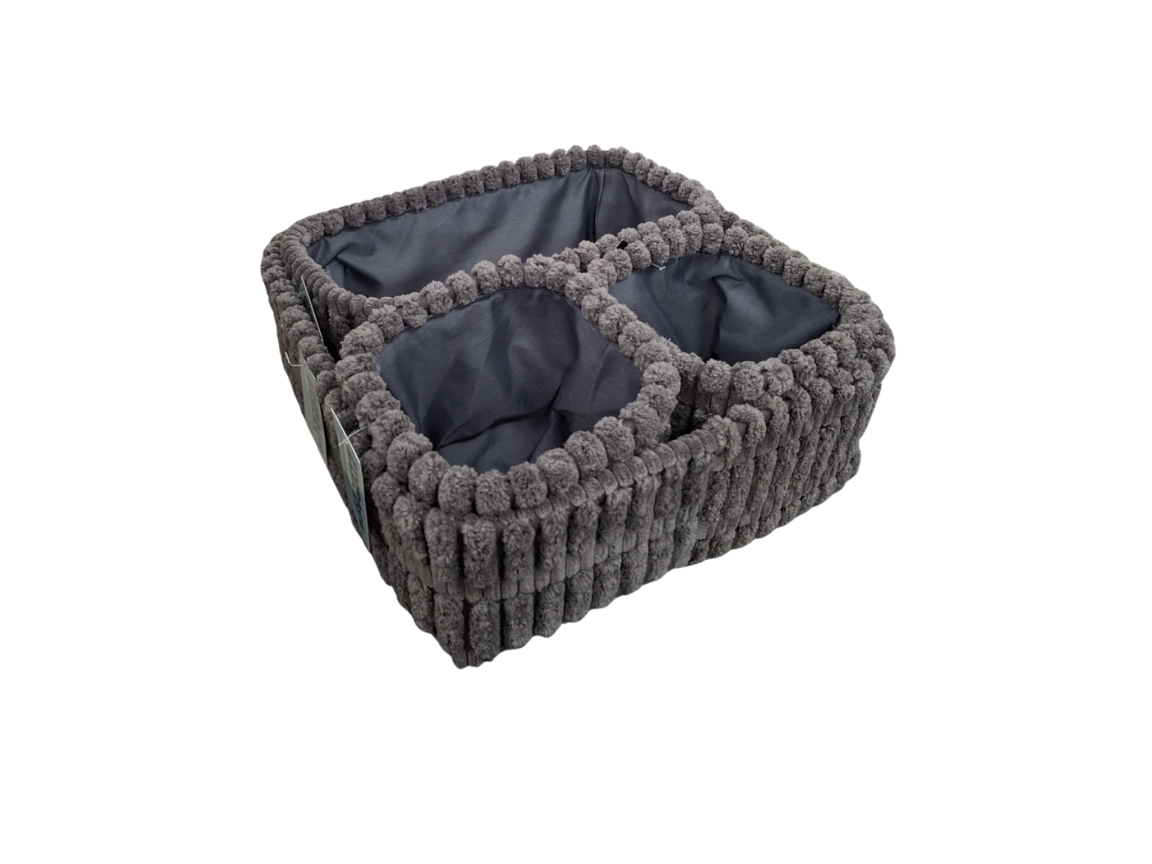 Ribbed Faux Fur Storage Basket in  Grey | Set of 4