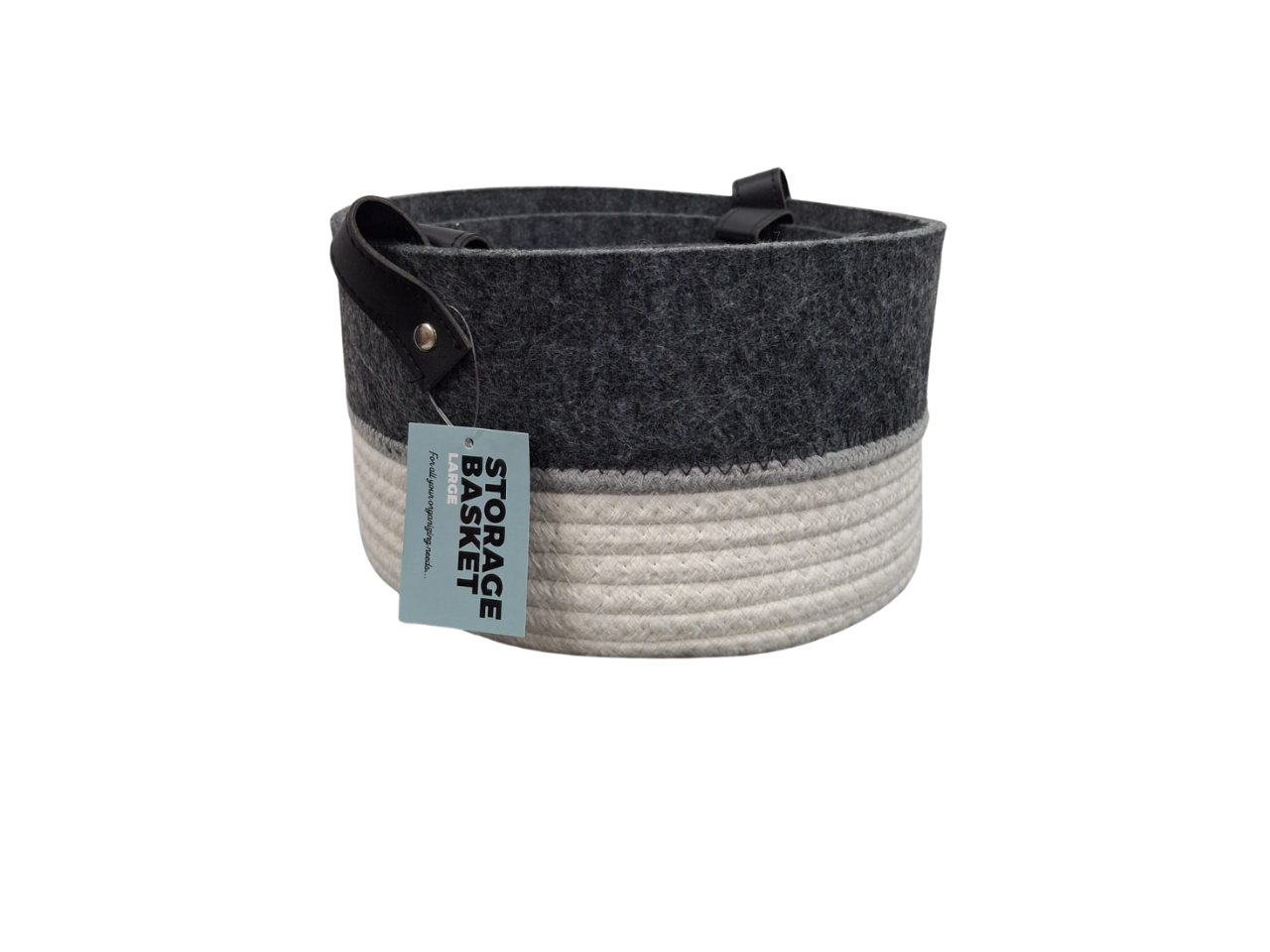 Round Storage Basket | White & Grey