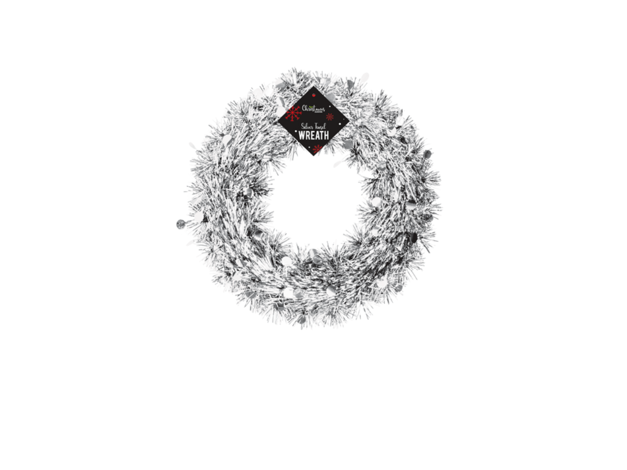 Silver Tinsel Christmas Wreath | 28cm