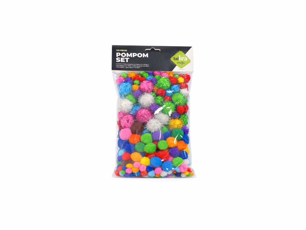 Acrylic Mixed Pompom Set | 320 Pcs