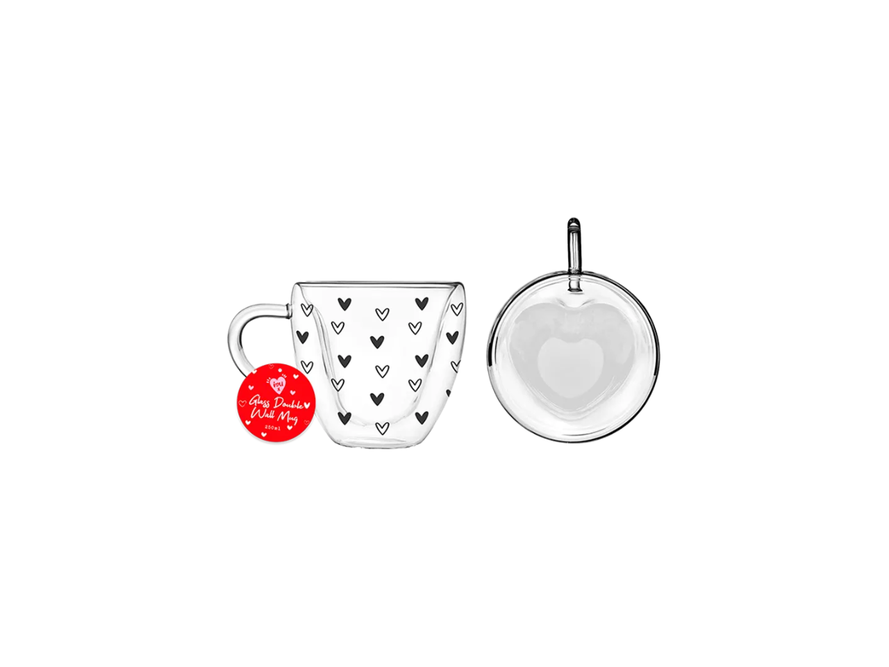 Valentine's Double Walled Heart Glass Mug |  250ML