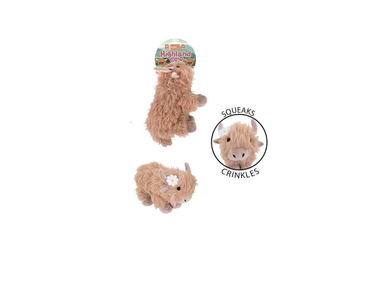 Soft Faux Highland Cow Dog Toy