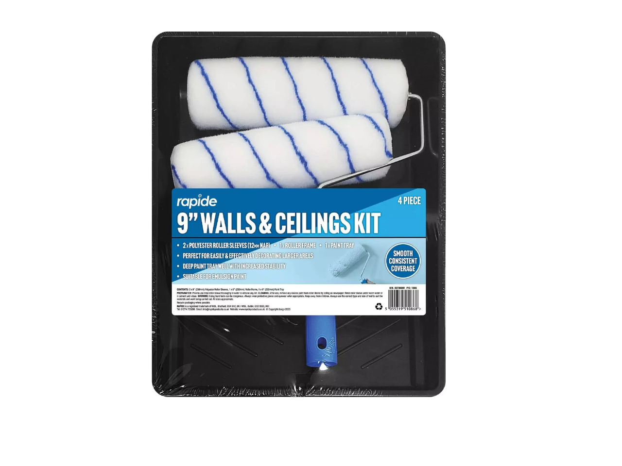 Paint Roller Set Kit Tray Room Painting Wall 9"