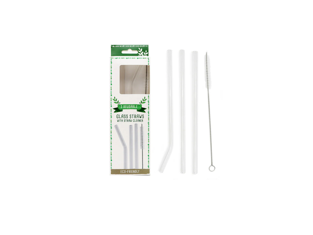 Reusable  Glass Straws With Straw Cleaner | 3 Pcs