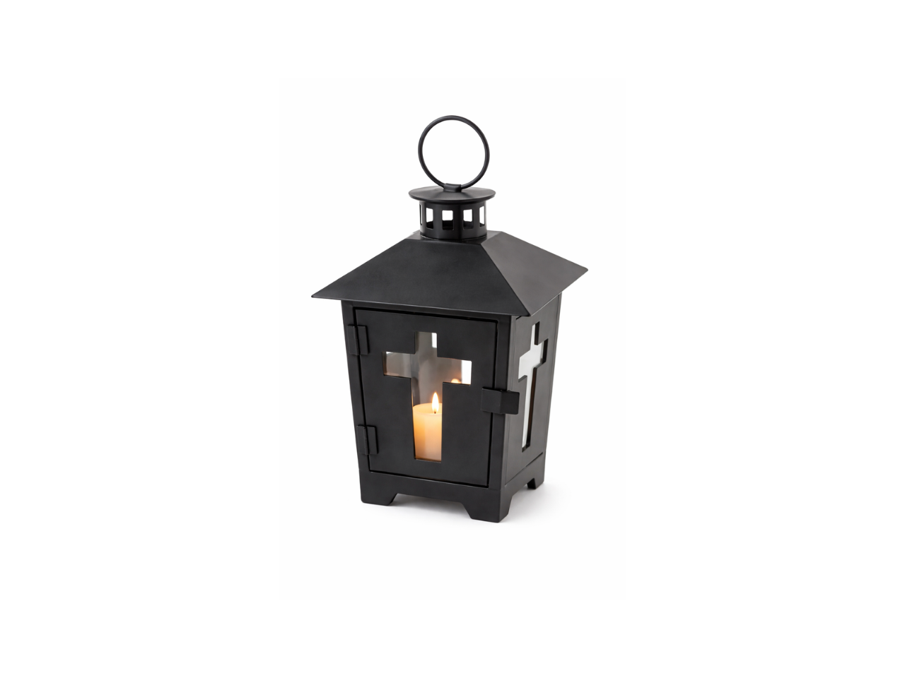 Metal lantern with Cross Decoration