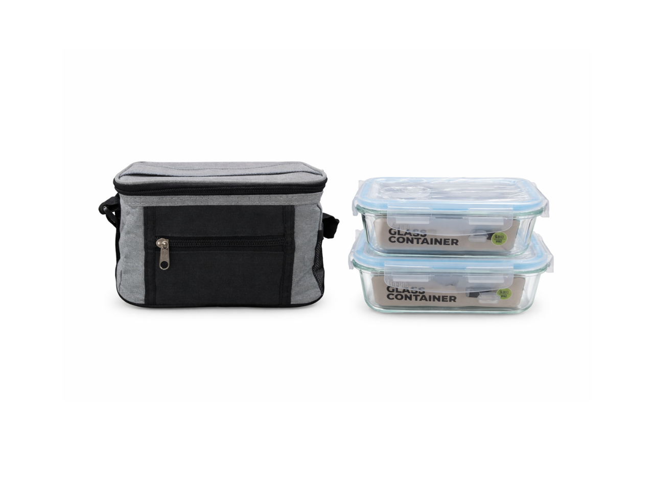 Lunch Bag + 2 Glass Food Containers