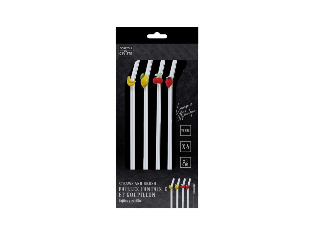 Pack of Glass Straws with Fruit | Set of 4