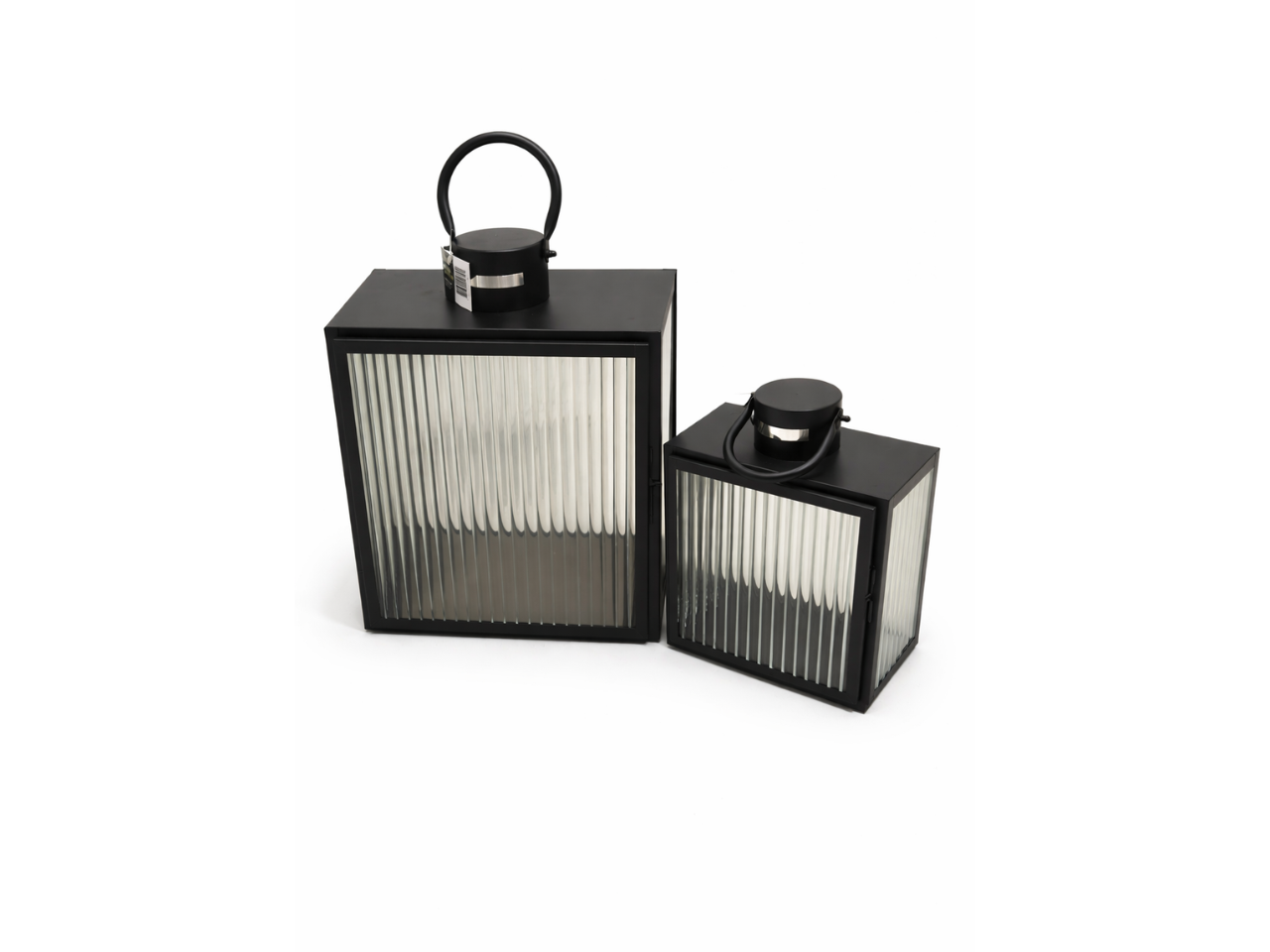 Metal Lantern With Rippled Glass