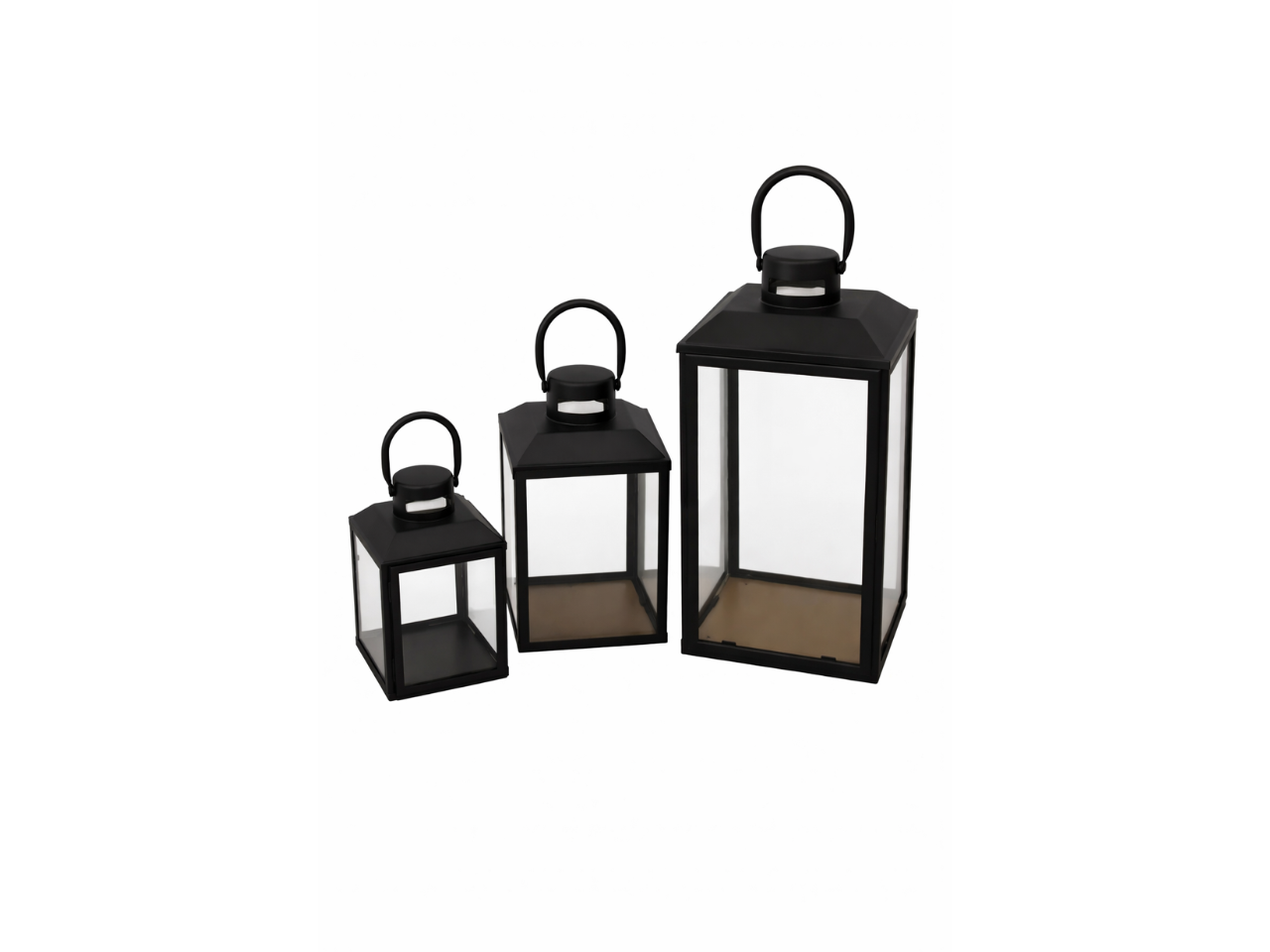 Metal Lantern With Glass Panel