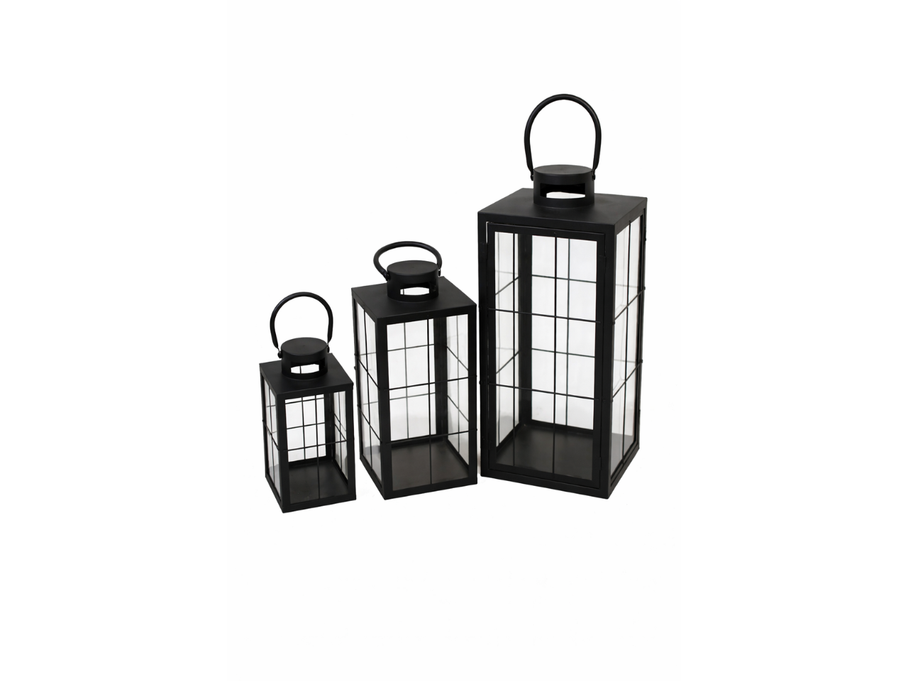 Metal Lantern With Glass Panel
