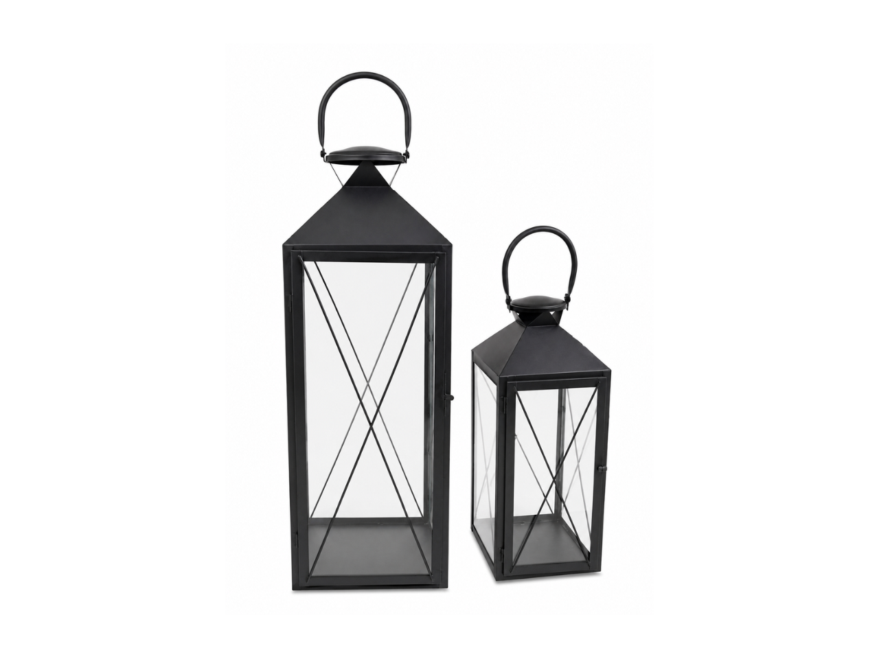 Metal Lantern With Glass Panel