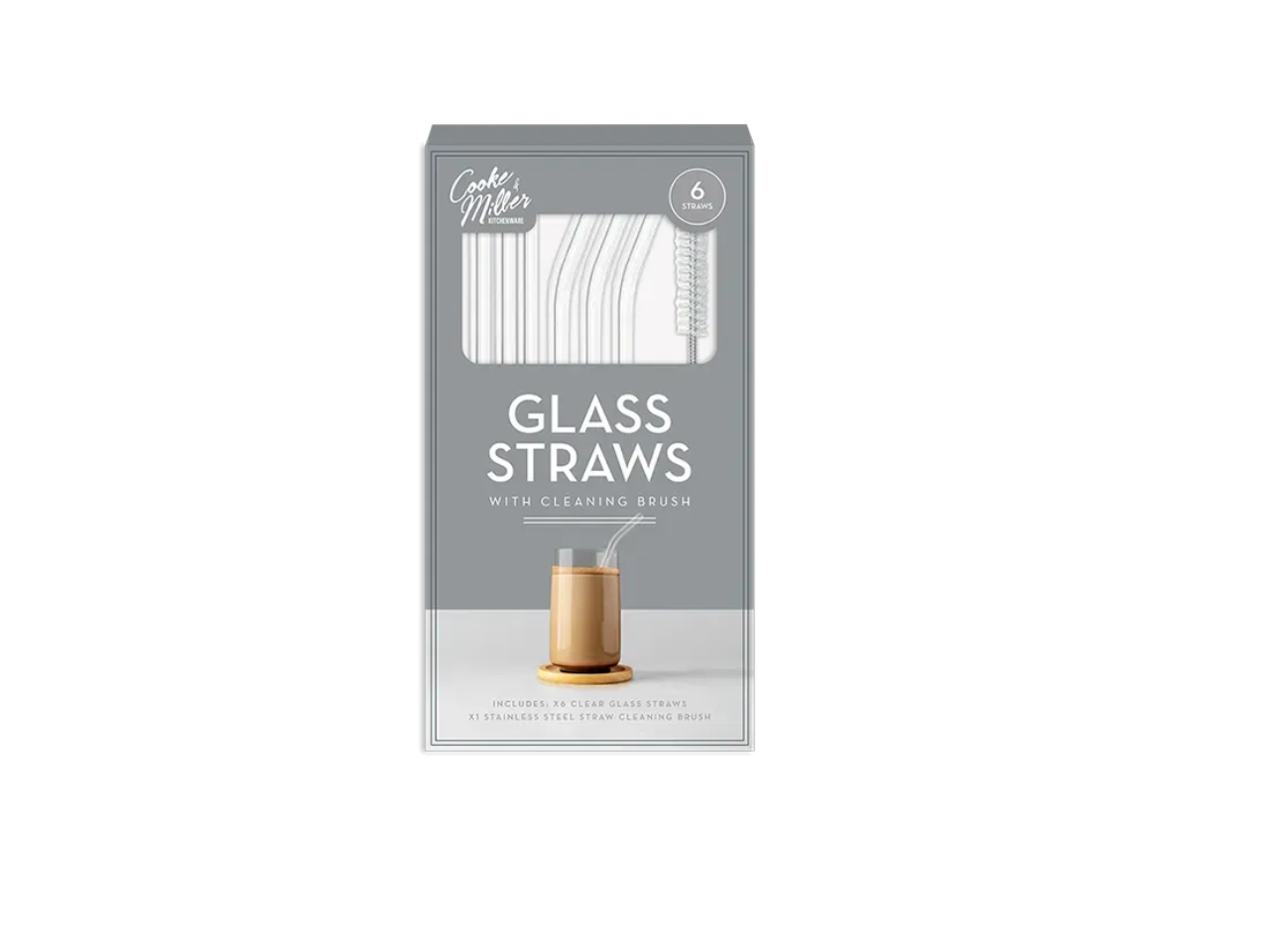 Glass Straw Set With Brush |  6 Pcs
