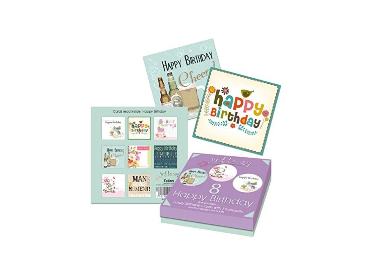 Pack of 8 | Happy Birthday Cards | Assorted