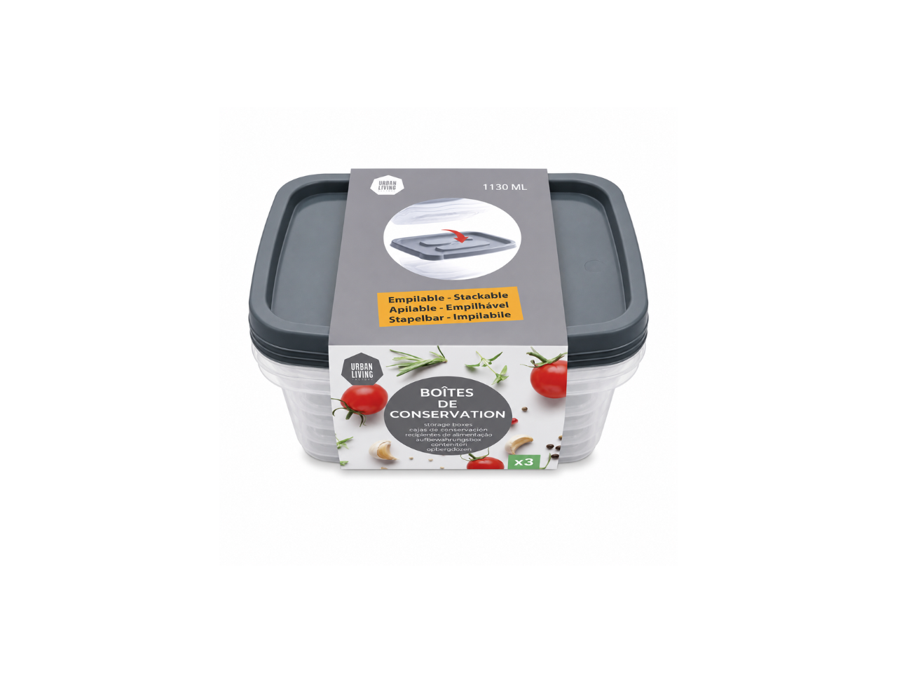 Midnight Blue Rectangular Food Container | 3Pcs