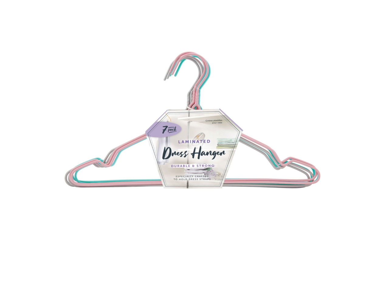 Pink & Blue Laminated Metal Dress Hangers | Pack of 7
