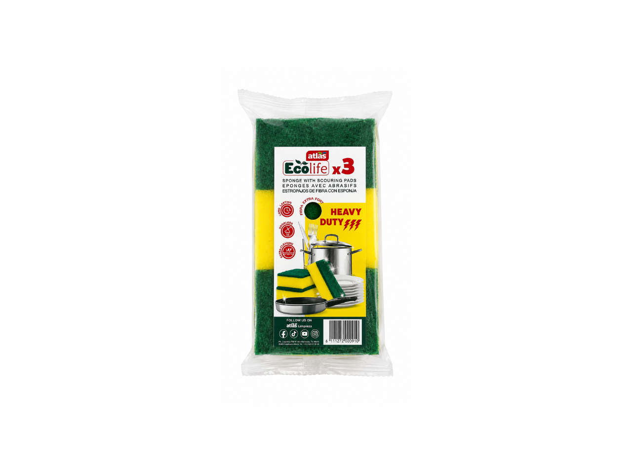 Atlas Sponges with Scouring Pads | 3Pcs