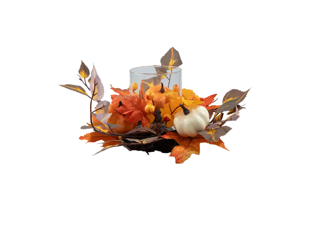 Autumnal Wreath with Candle Holder