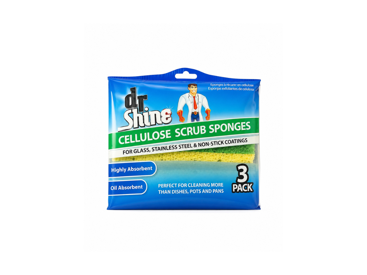 Dr Shine Cellulose Scrub Sponges | 3Pcs
