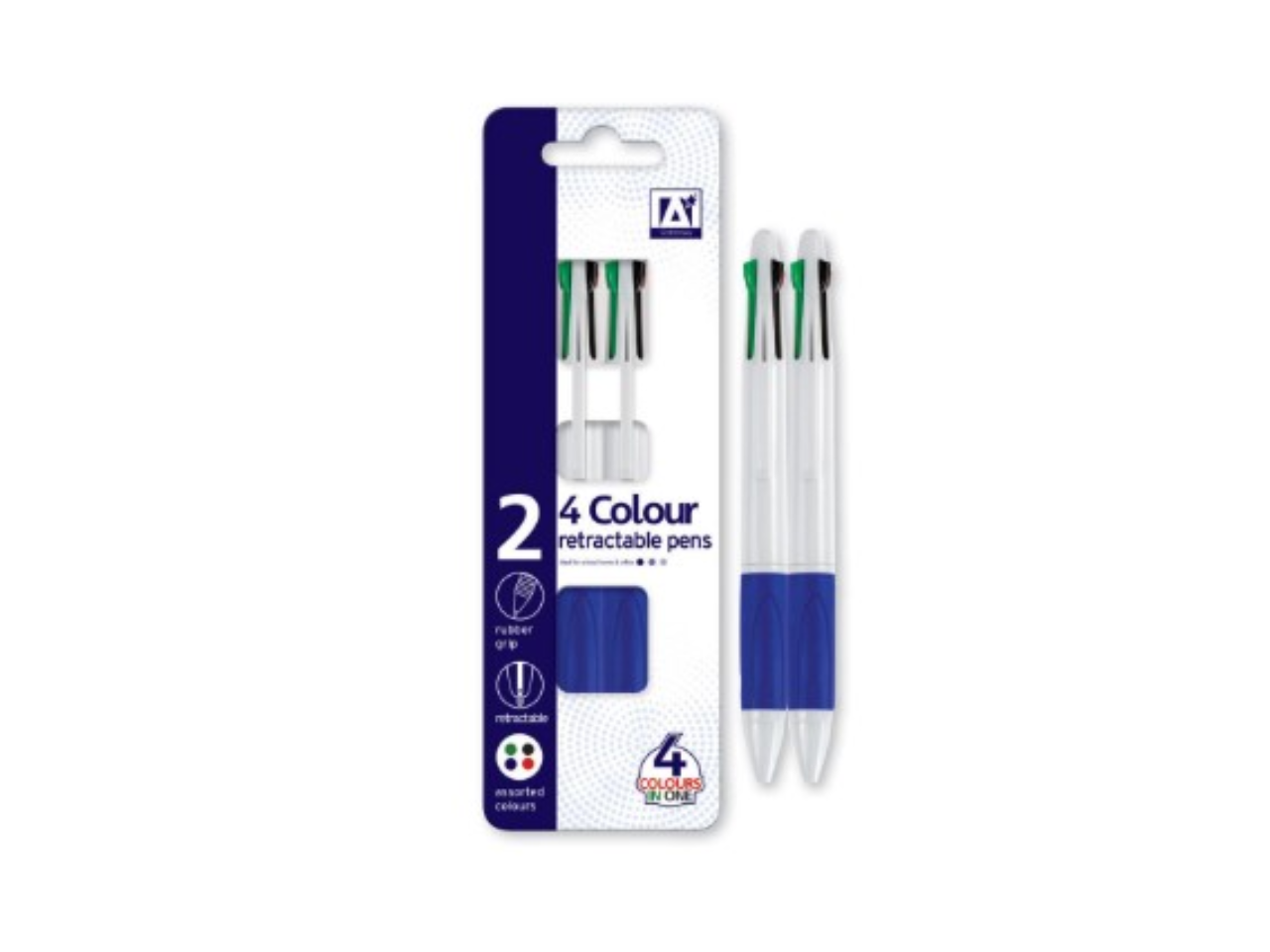 4 Colour Retractable Pens | 2Pcs