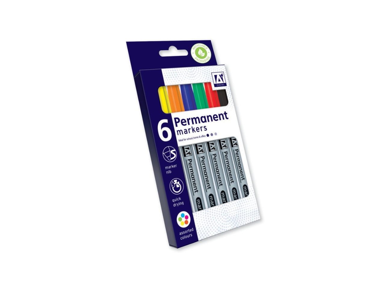 Coloured Permanent Markers | Pack of 6