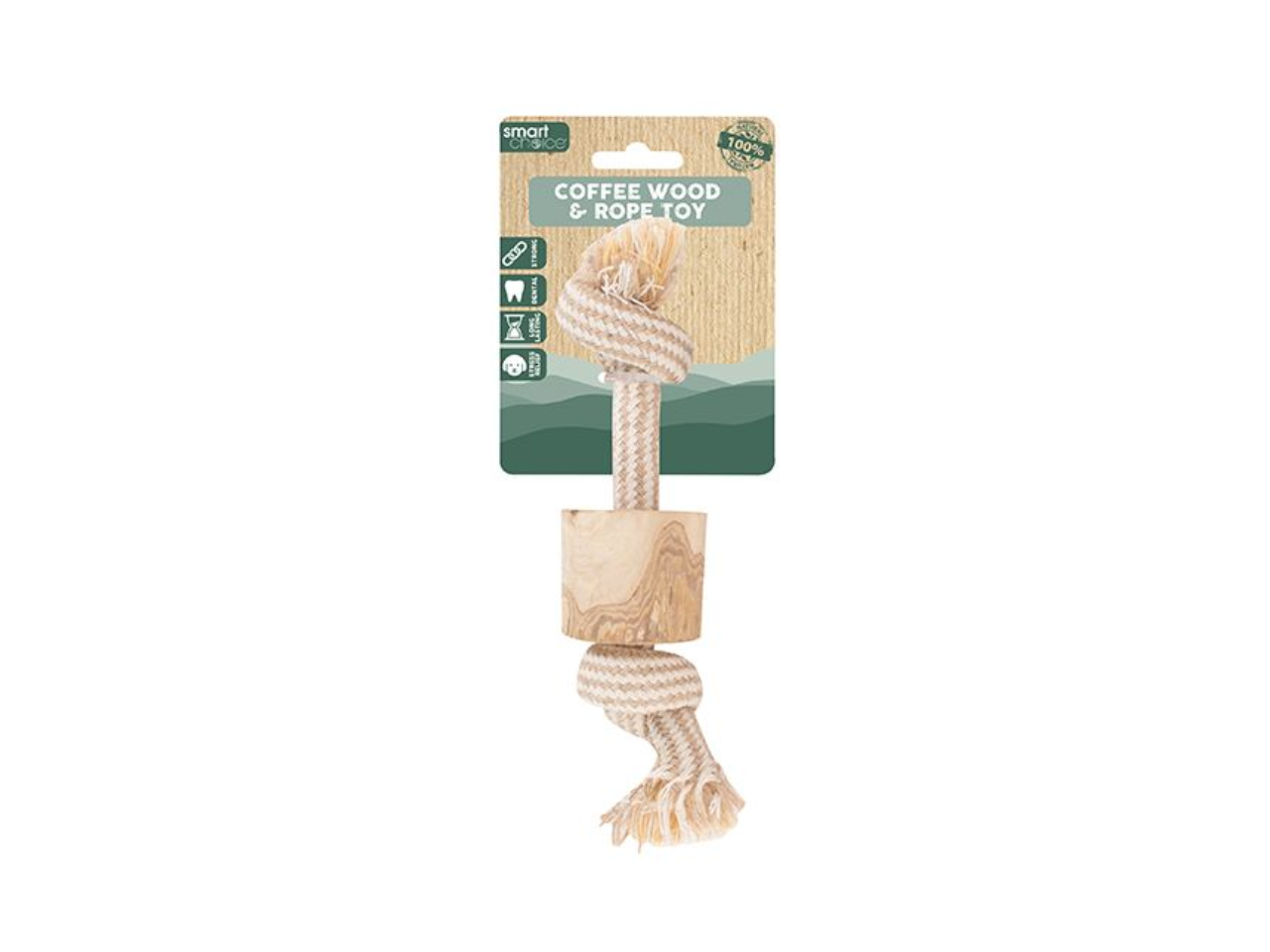 Coffee Wood & Rope Dog Toy