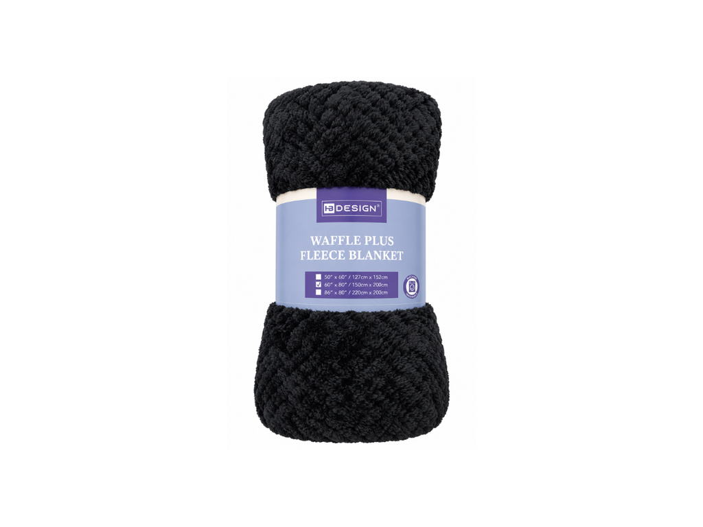 Black | Waffle Plus Fleece Blanket
