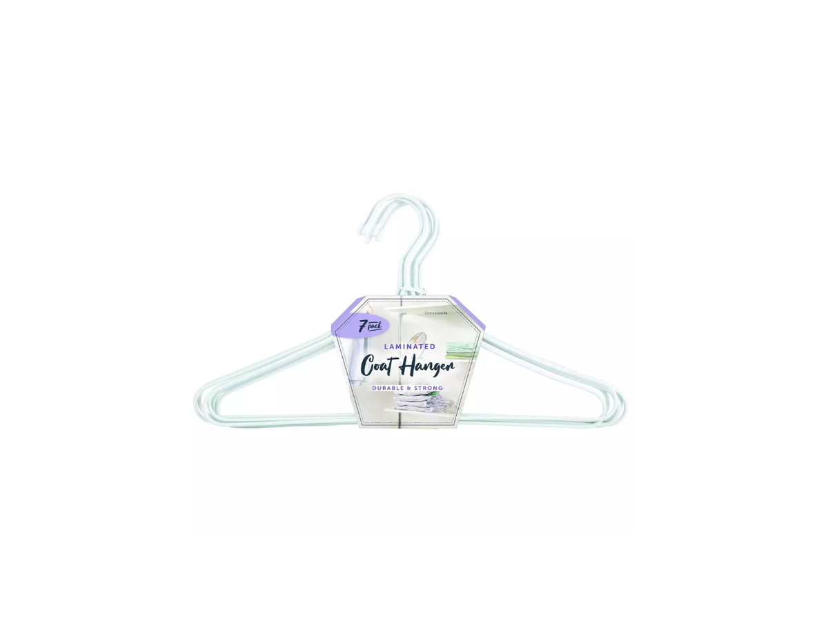 White Laminated Metal Coat Hangers | Pack of 7