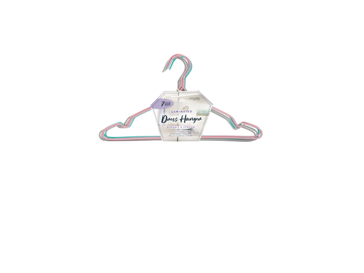 Pink & Blue Laminated Metal Dress Hangers | Pack of 7