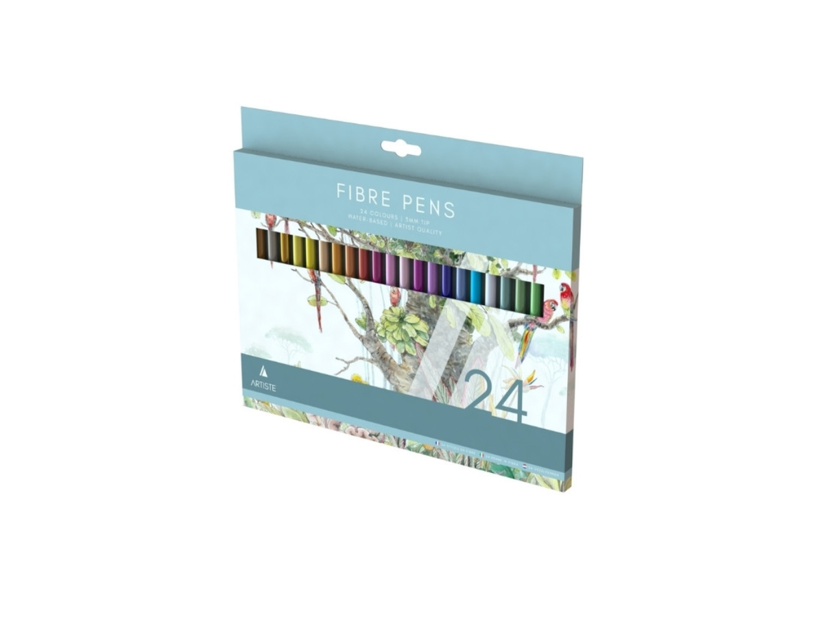 Water-based Quality Fibre Tip Pens 3mm | Assorted Colours |  Pack of 24
