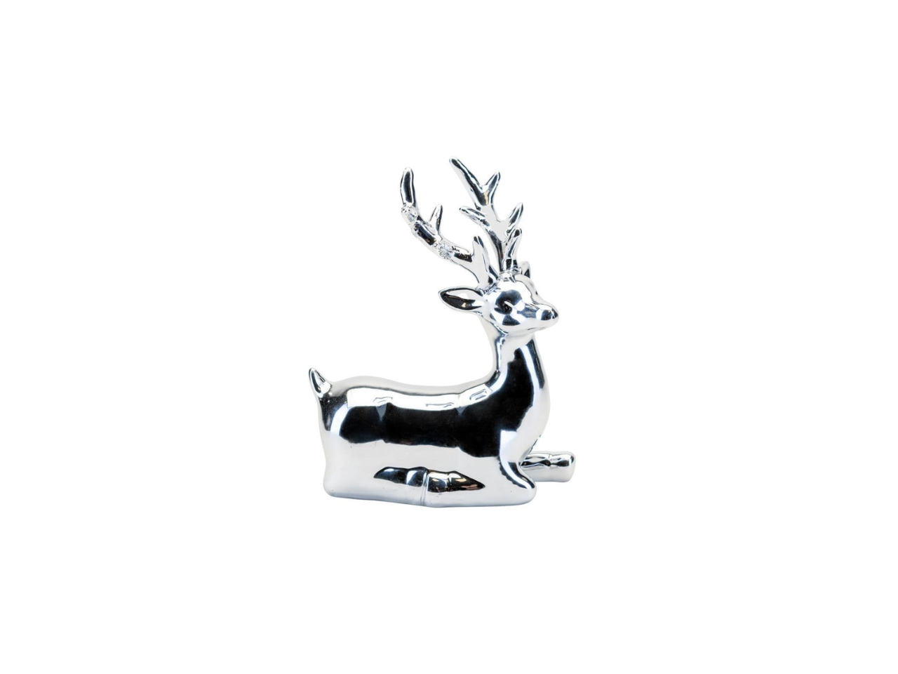 Metallic Porcelain Sitting Reindeer | 14CM