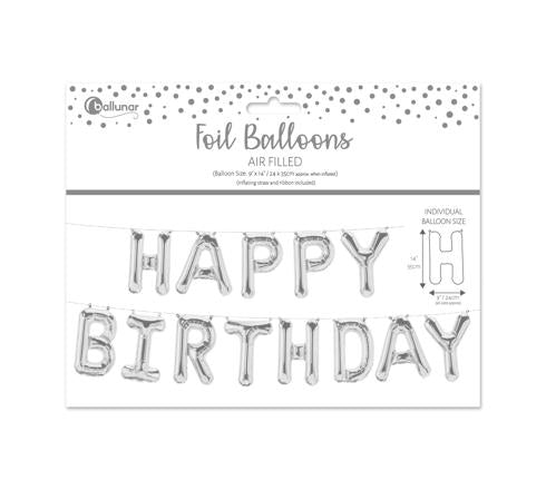 Happy Birthday Foil Balloon | Silver