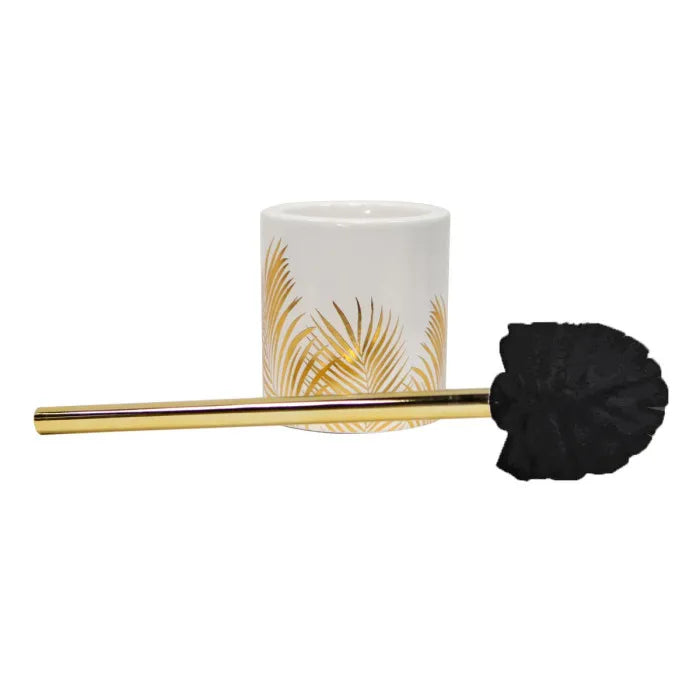 Toilet Brush & Ceramic Holder Gold Print