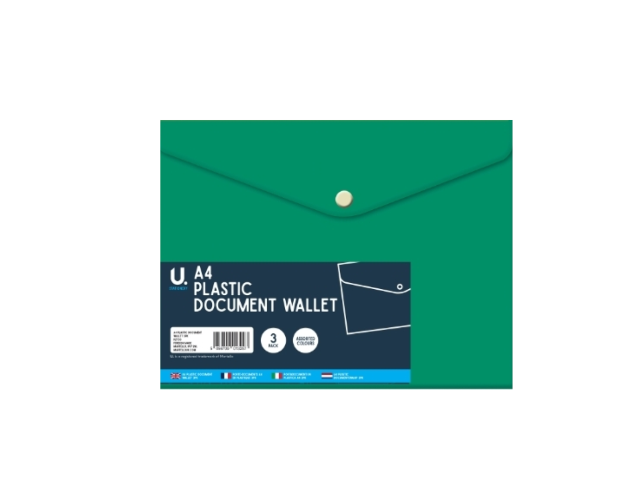A4 Plastic Document Wallet | 3 Pcs